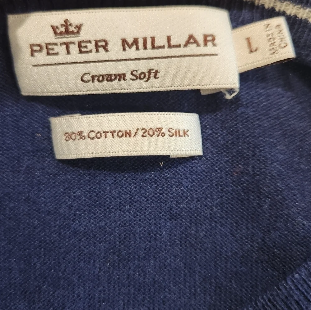 Peter Millar Sweater Blue Size Large 20% Silk